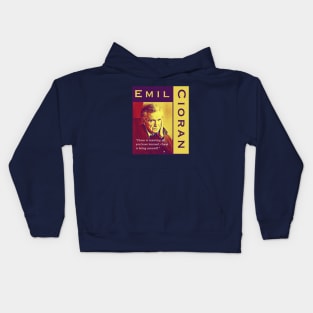 Emil Cioran portrait and quote: Chaos is rejecting all you have learned Kids Hoodie